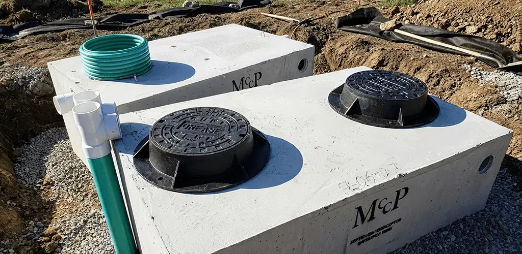 Grease trap installation unit set in place for drainage protection in Naperville, IL