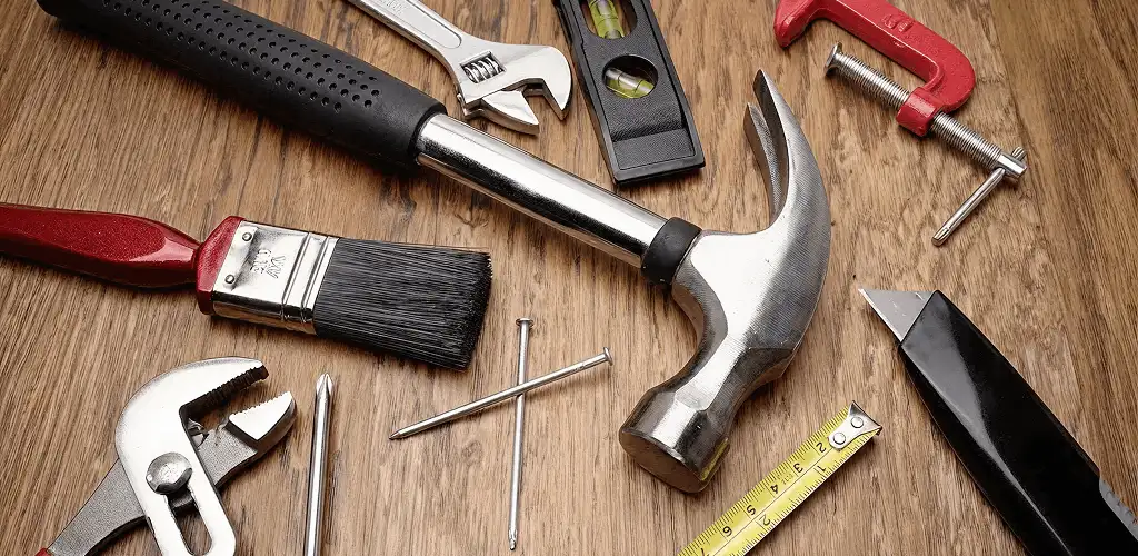Handyman tools laid out for home repair and maintenance work in Naperville, IL