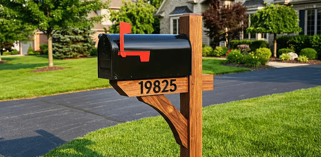 New mailbox installation with post and address number for a home in Naperville, IL