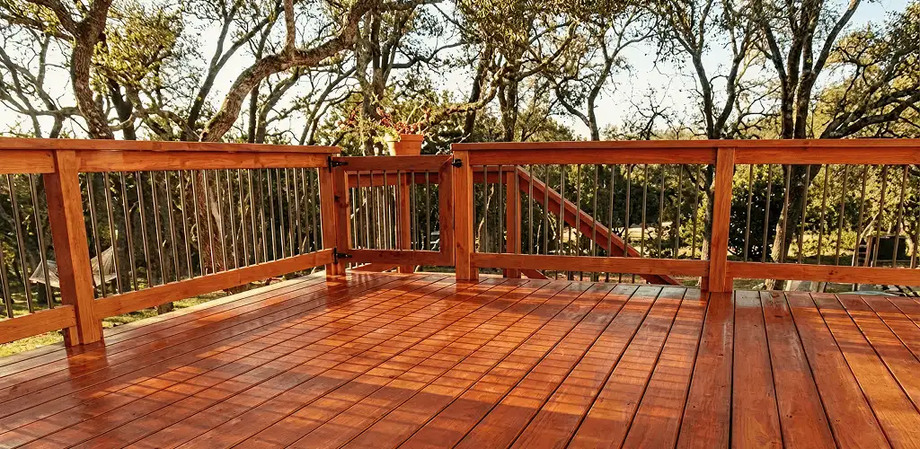 Deck sealing results with a freshly sealed wood deck in Naperville, IL